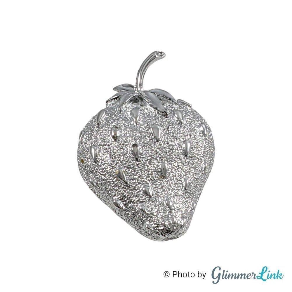 Vintage Sarah Coventry Silver Tone Strawberry Brooch